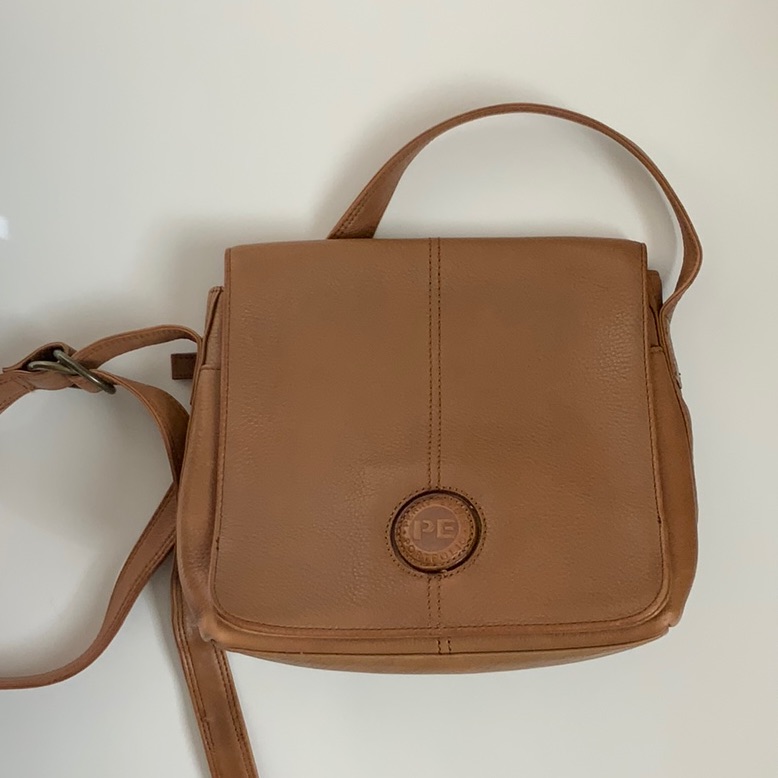 Perry Ellis Light Brown Genuine Leather Handbag